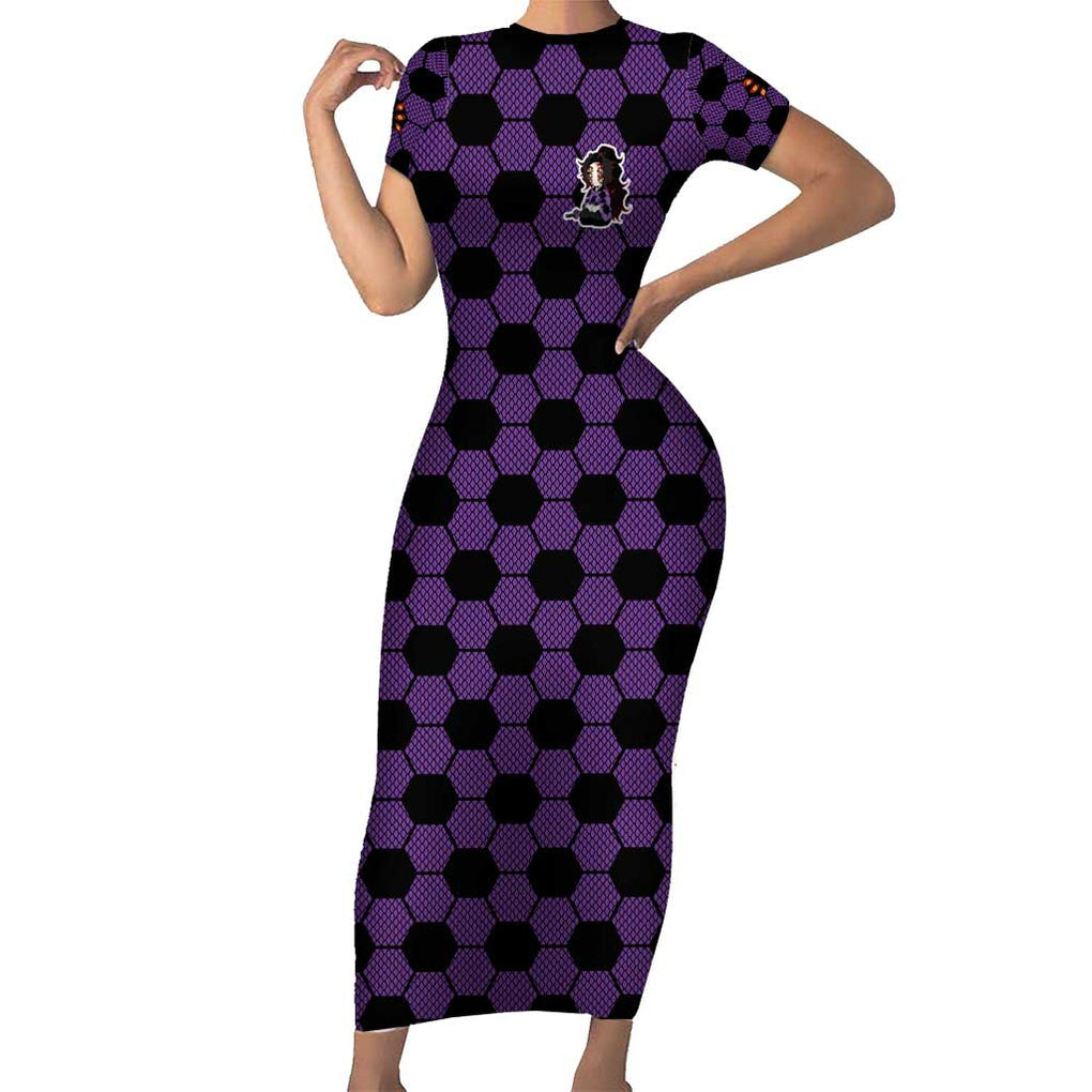 Kokushibo Mix Uniform - Demon Slayer Short Sleeve Bodycon Dress Anime Style