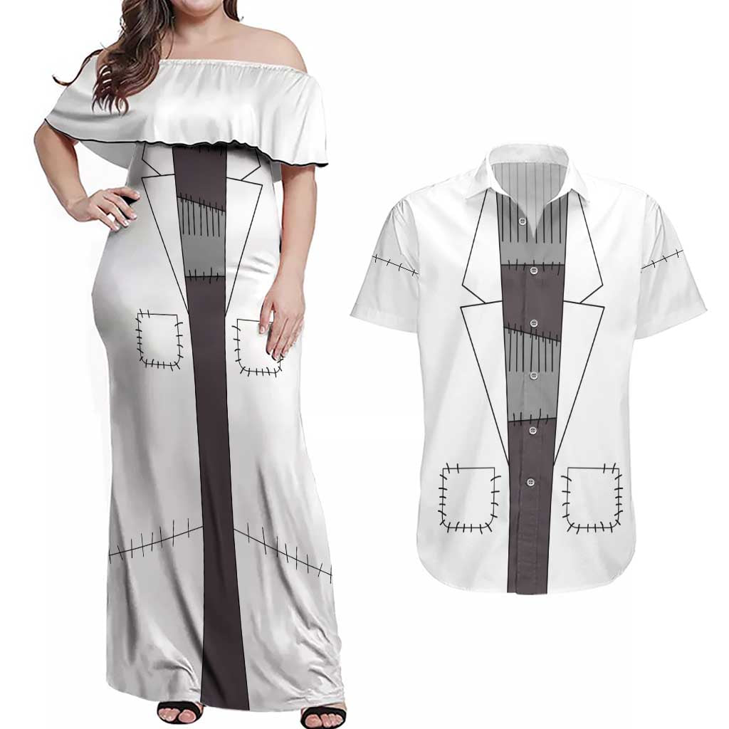Franken Stein - Soul Eater Couples Matching Off Shoulder Maxi Dress and Hawaiian Shirt Anime Style