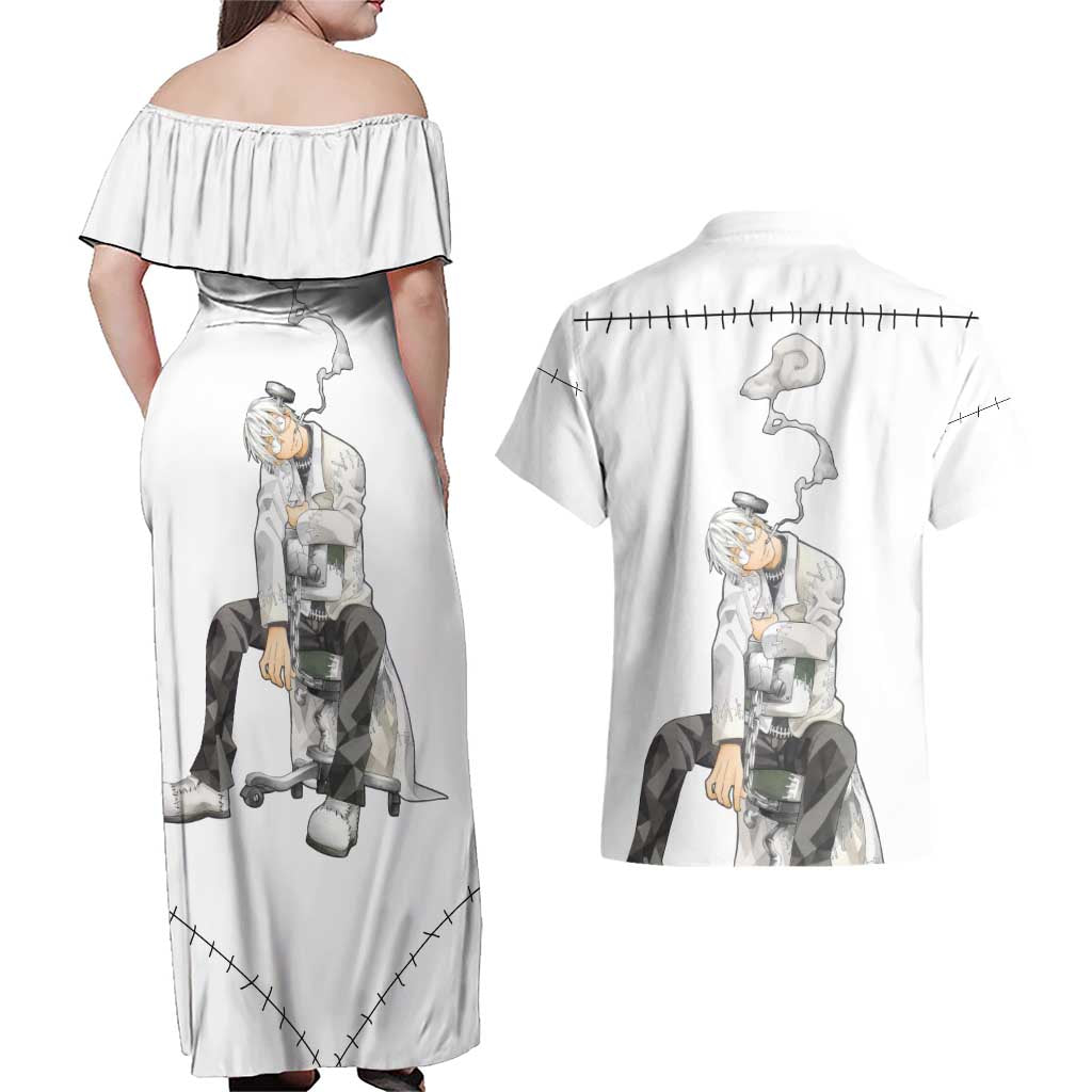 Franken Stein - Soul Eater Couples Matching Off Shoulder Maxi Dress and Hawaiian Shirt Anime Style