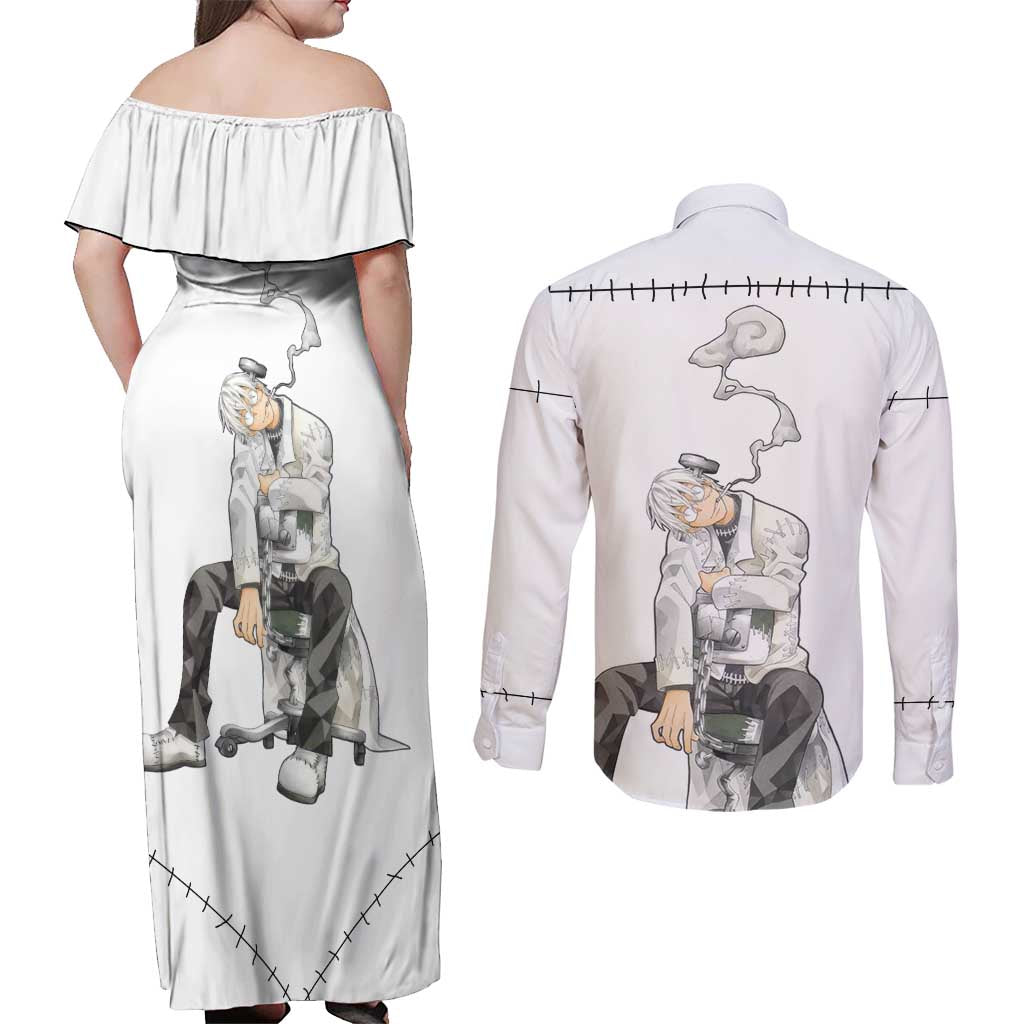 Franken Stein - Soul Eater Couples Matching Off Shoulder Maxi Dress and Long Sleeve Button Shirt Anime Style