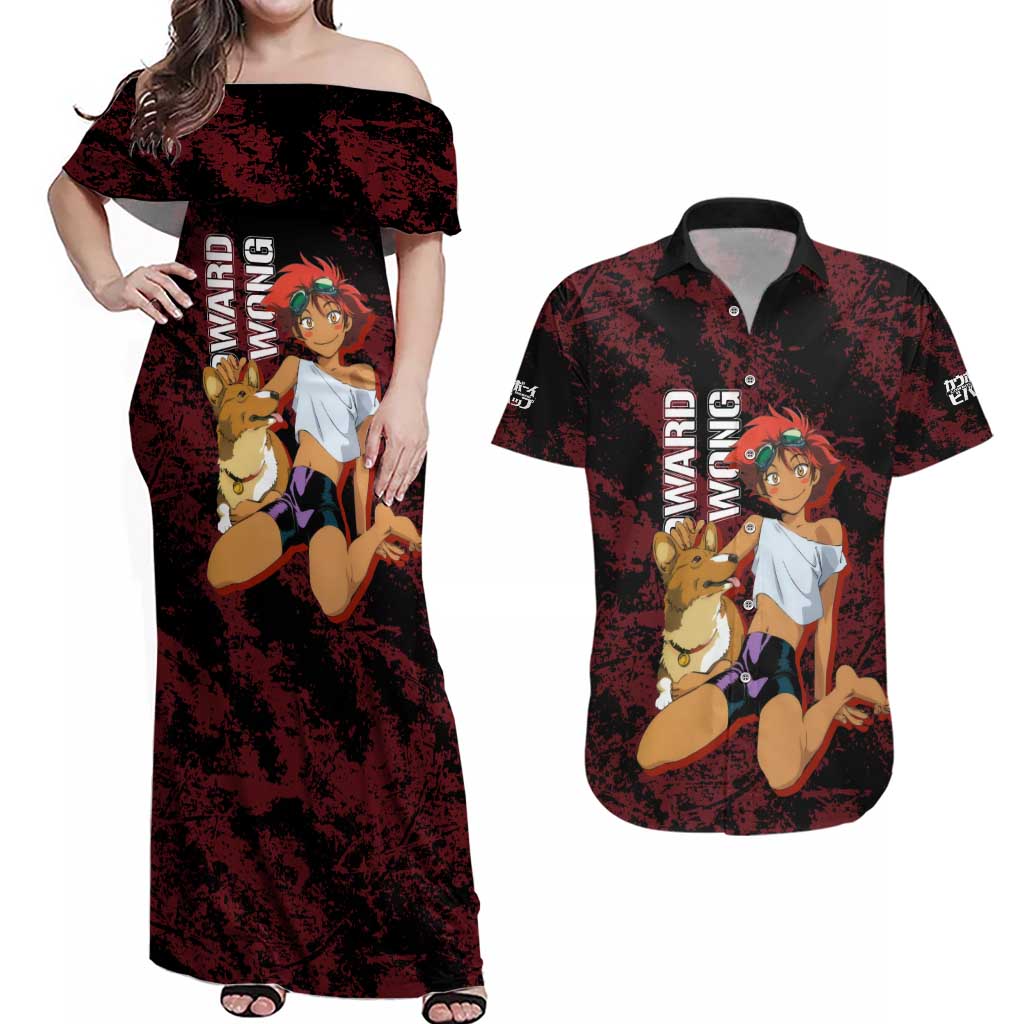 Edward Wong - Cowboy Bebop Couples Matching Off Shoulder Maxi Dress and Hawaiian Shirt Anime Style