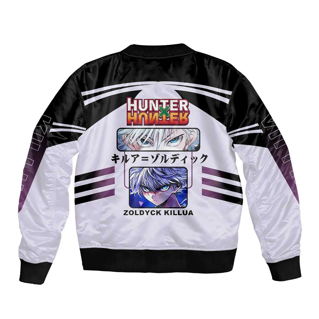 Killua Zoldyck from Hunter x Hunter Bomber Jacket with Lightning Aura and Agile Combat Pose Design - The Mazicc