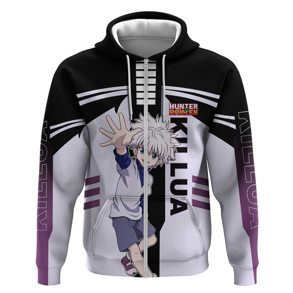 Killua Zoldyck from Hunter x Hunter Hoodie with Lightning Aura and Agile Combat Pose Design - The Mazicc