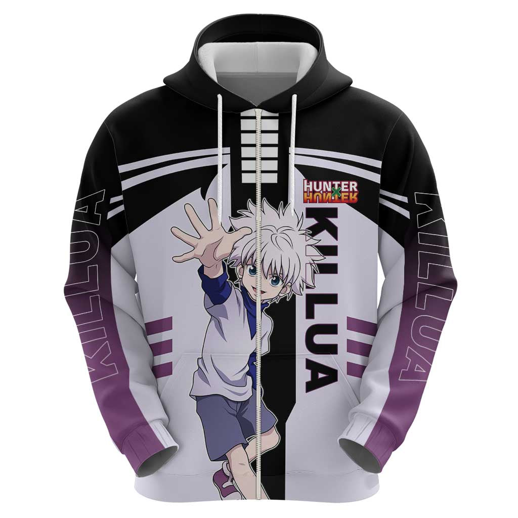 Killua Zoldyck from Hunter x Hunter Hoodie with Lightning Aura and Agile Combat Pose Design - The Mazicc