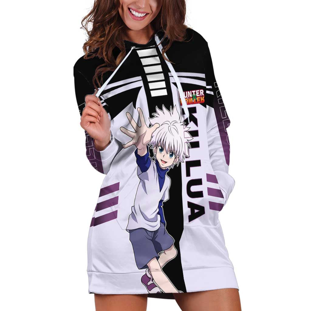 Killua Zoldyck from Hunter x Hunter Hoodie Dress with Lightning Aura and Agile Combat Pose Design - The Mazicc