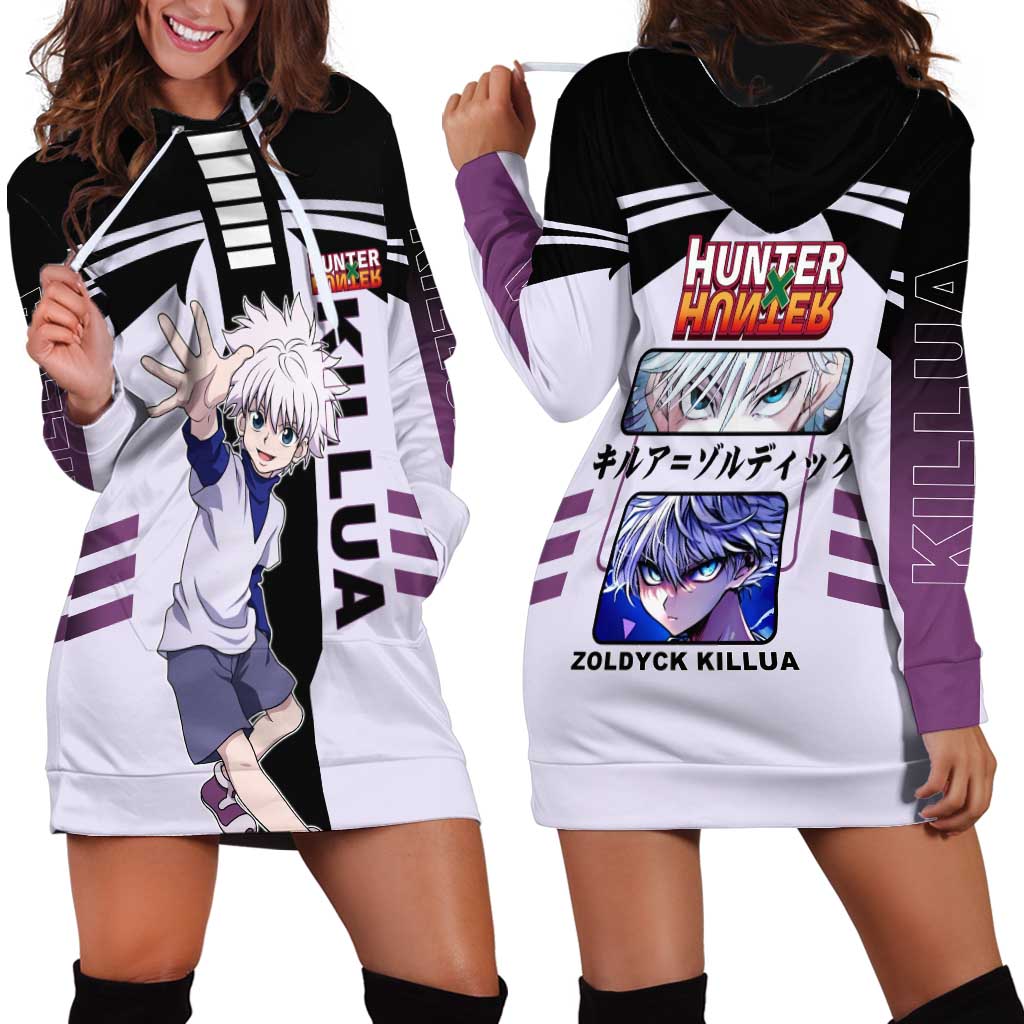 Killua Zoldyck from Hunter x Hunter Hoodie Dress with Lightning Aura and Agile Combat Pose Design - The Mazicc