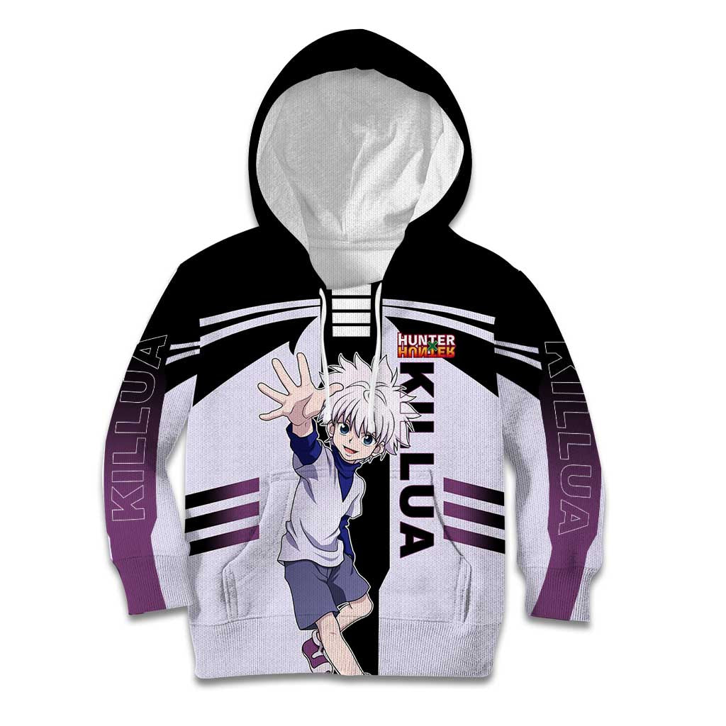 Killua Zoldyck from Hunter x Hunter Kid Hoodie with Lightning Aura and Agile Combat Pose Design - The Mazicc