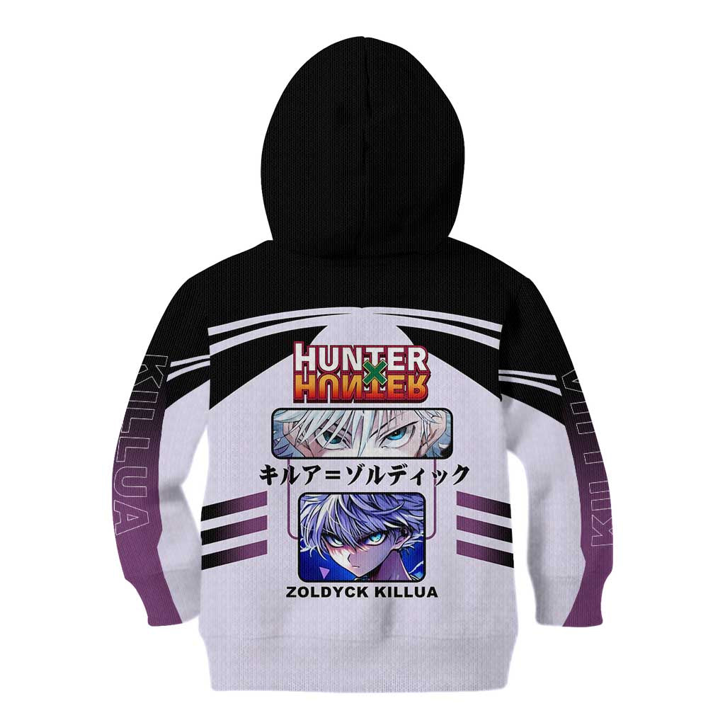Killua Zoldyck from Hunter x Hunter Kid Hoodie with Lightning Aura and Agile Combat Pose Design - The Mazicc