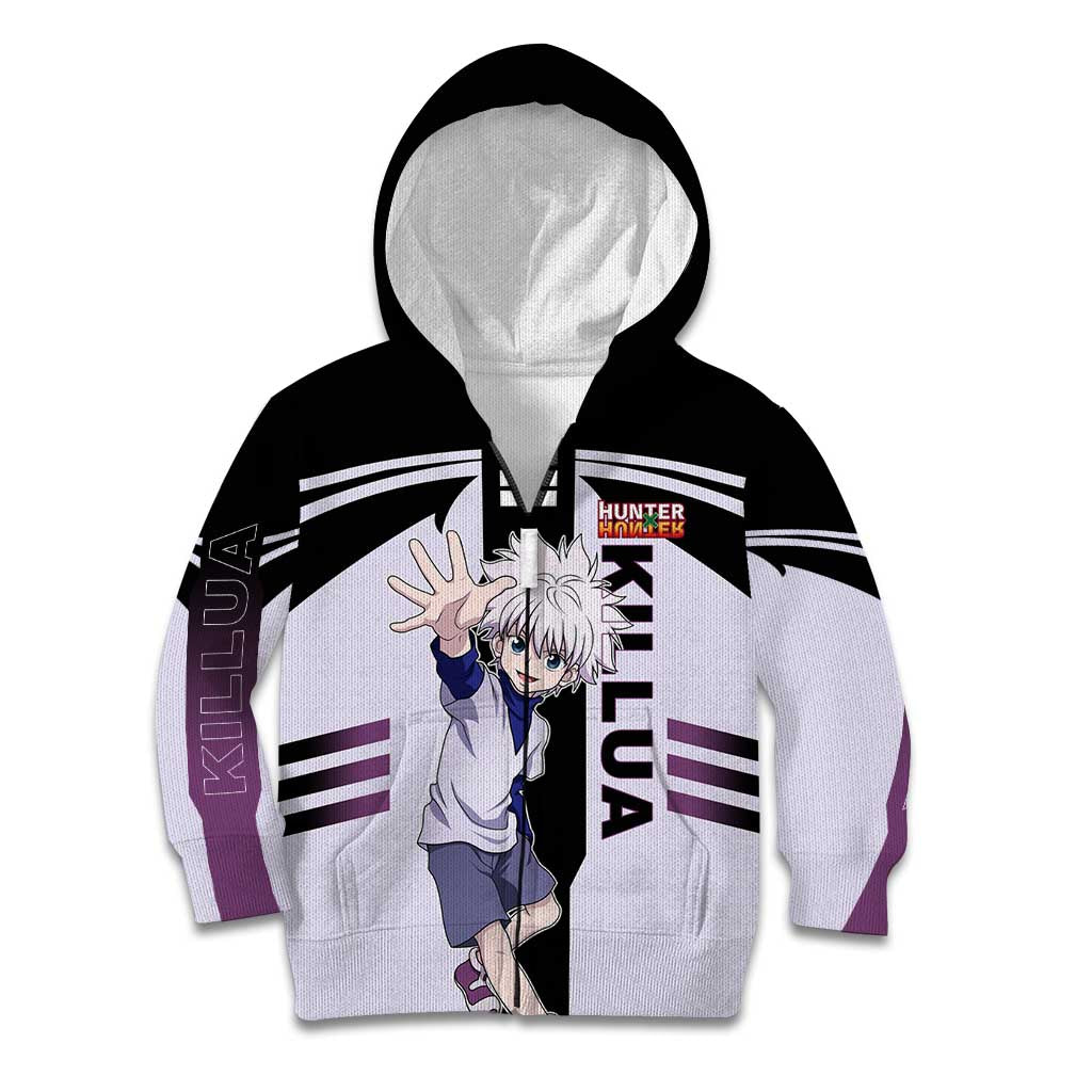 Killua Zoldyck from Hunter x Hunter Kid Hoodie with Lightning Aura and Agile Combat Pose Design - The Mazicc