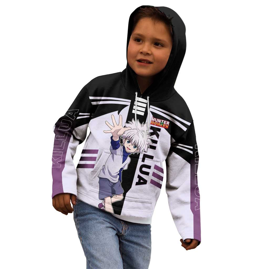 Killua Zoldyck from Hunter x Hunter Kid Hoodie with Lightning Aura and Agile Combat Pose Design - The Mazicc