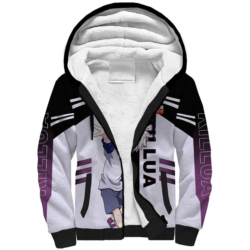 Killua Zoldyck from Hunter x Hunter Sherpa Hoodie with Lightning Aura and Agile Combat Pose Design - The Mazicc