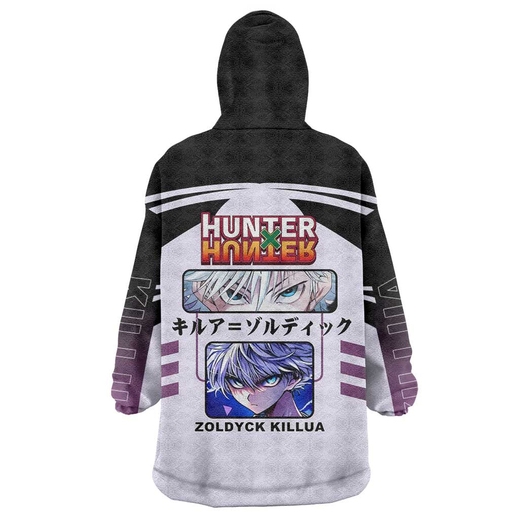 Killua Zoldyck from Hunter x Hunter Wearable Blanket Hoodie with Lightning Aura and Agile Combat Pose Design - The Mazicc
