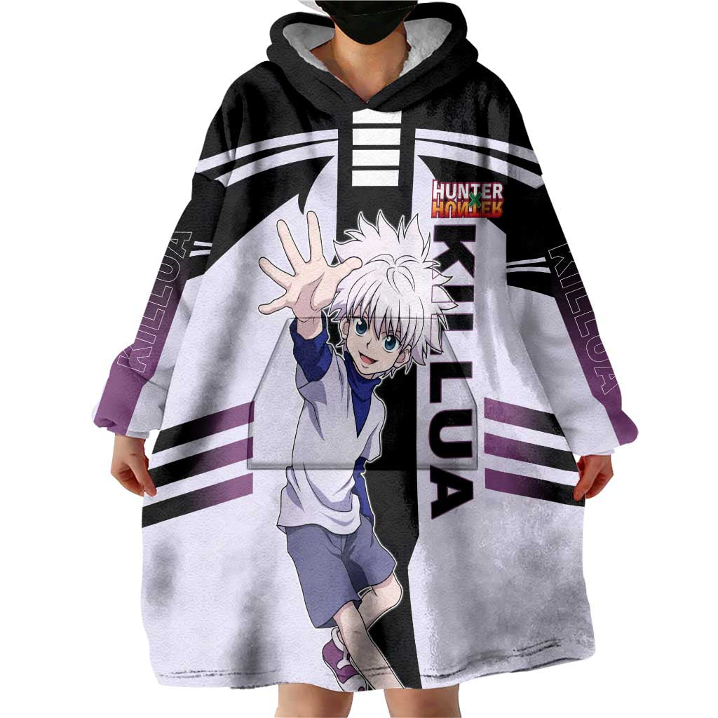 Killua Zoldyck from Hunter x Hunter Wearable Blanket Hoodie with Lightning Aura and Agile Combat Pose Design - The Mazicc
