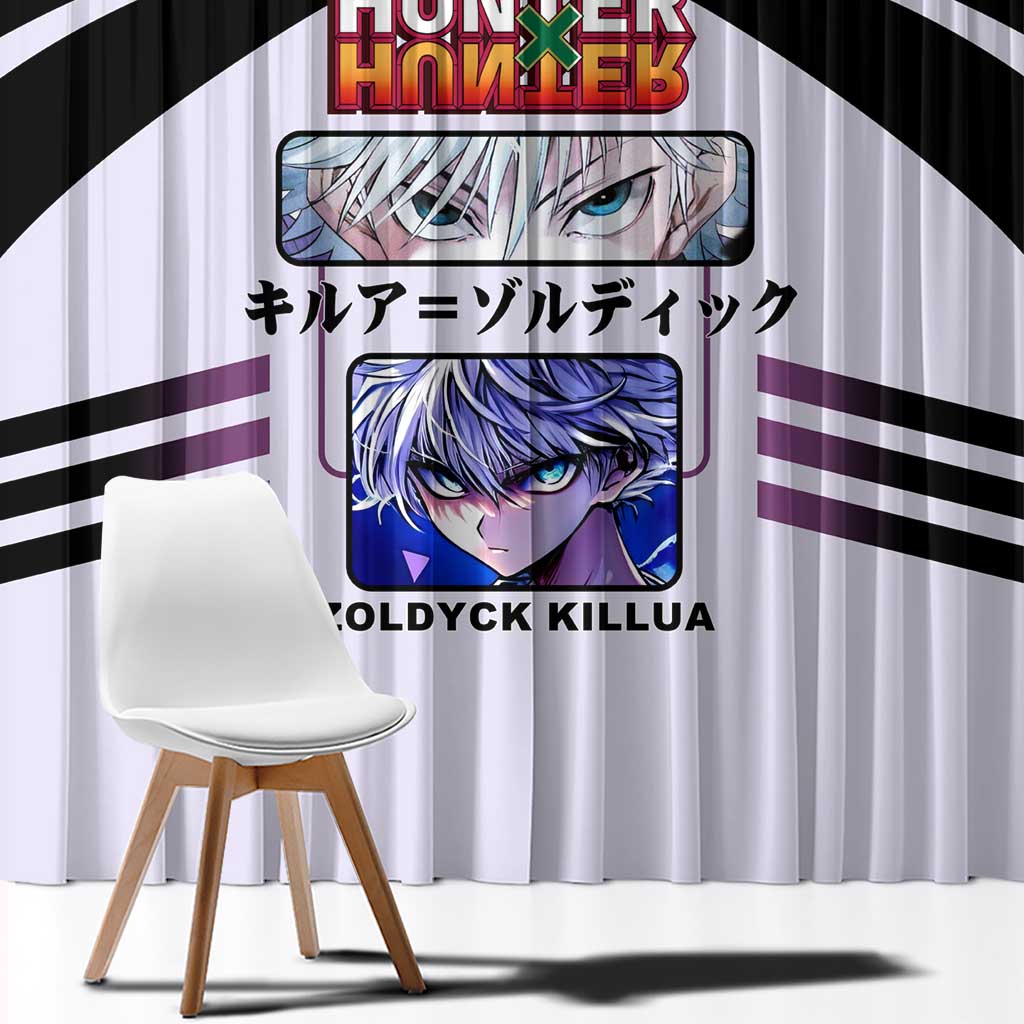 Killua Zoldyck from Hunter x Hunter Window Curtain with Lightning Aura and Agile Combat Pose Design - The Mazicc