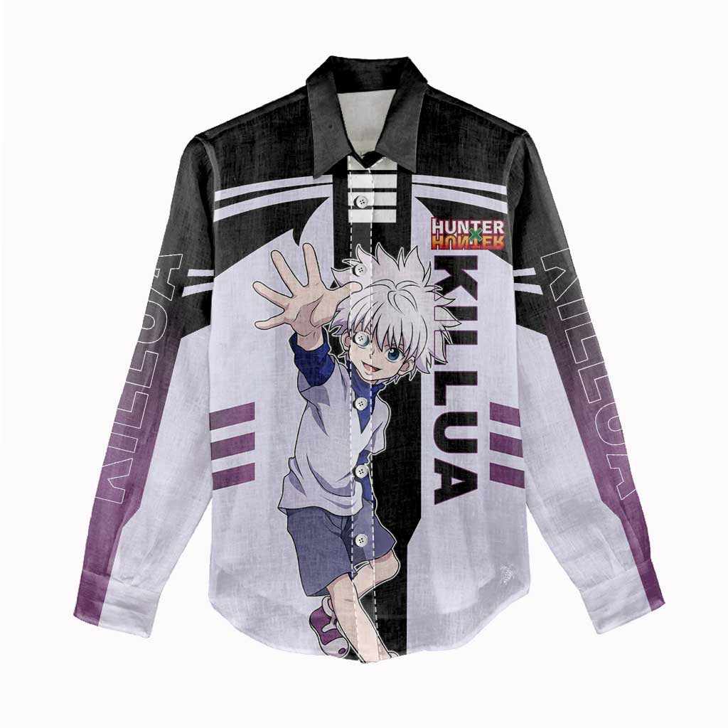 Killua Zoldyck from Hunter x Hunter Women Casual Shirt with Lightning Aura and Agile Combat Pose Design - The Mazicc