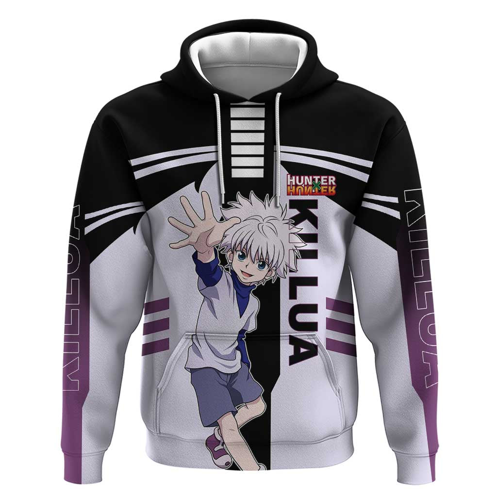 Killua Zoldyck from Hunter x Hunter Zip Hoodie with Lightning Aura and Agile Combat Pose Design - The Mazicc
