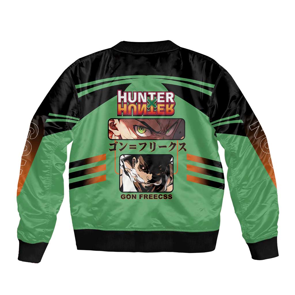 Gon Freecss from Hunter x Hunter Bomber Jacket with Green Outfit and Energetic Combat Pose Design - The Mazicc