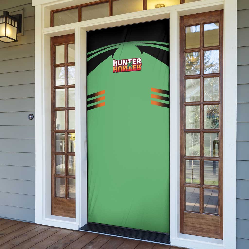 Gon Freecss from Hunter x Hunter Door Cover with Green Outfit and Energetic Combat Pose Design - The Mazicc