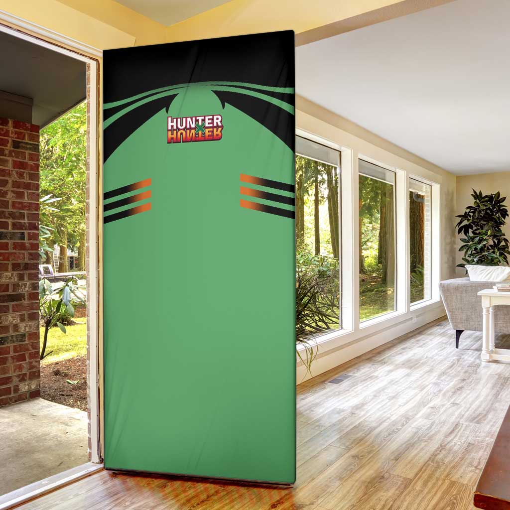 Gon Freecss from Hunter x Hunter Door Cover with Green Outfit and Energetic Combat Pose Design - The Mazicc