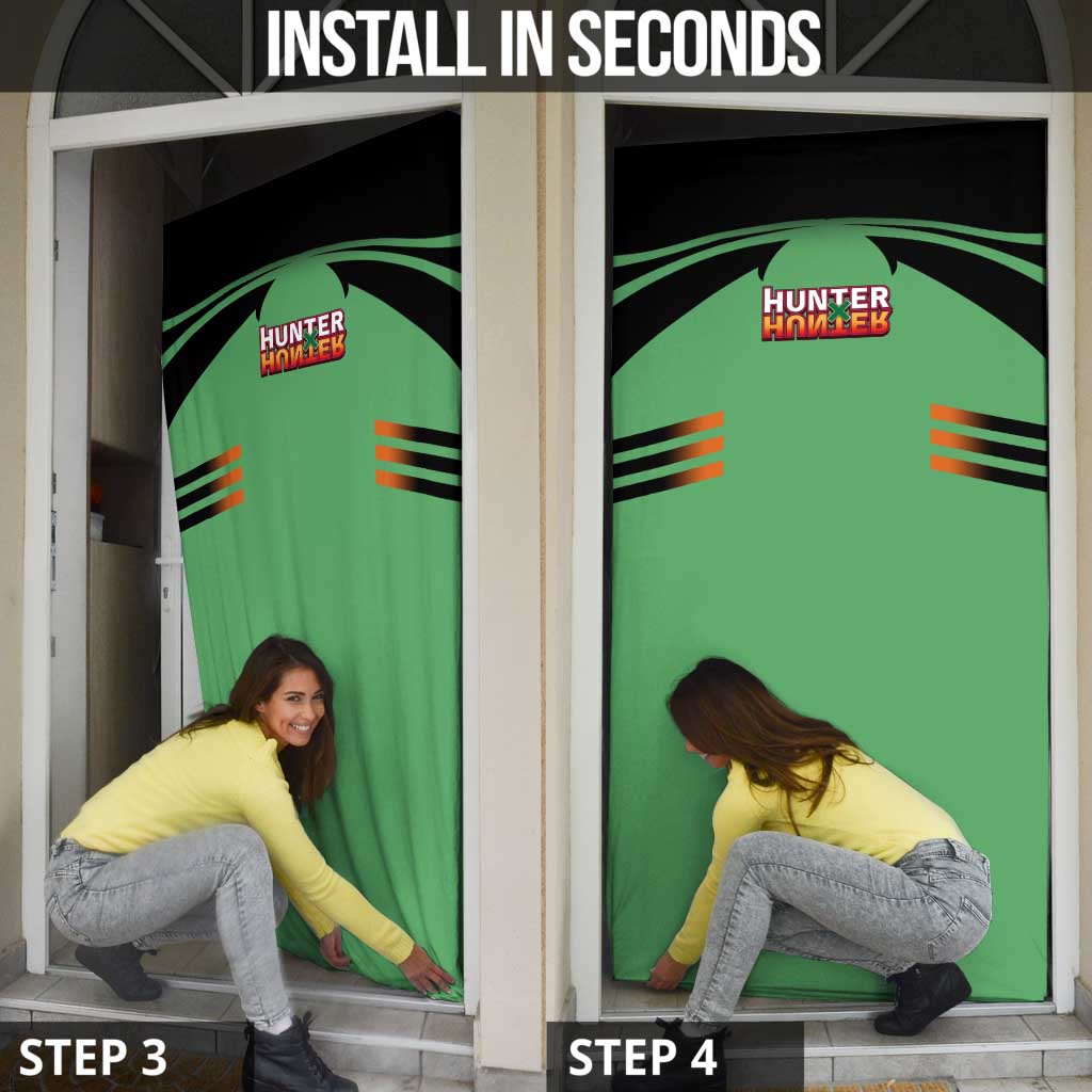 Gon Freecss from Hunter x Hunter Door Cover with Green Outfit and Energetic Combat Pose Design - The Mazicc