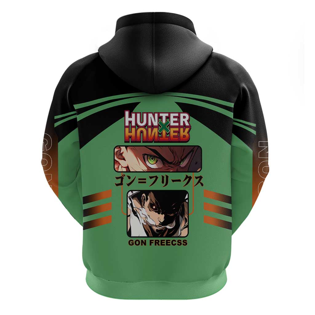 Gon Freecss from Hunter x Hunter Hoodie with Green Outfit and Energetic Combat Pose Design - The Mazicc