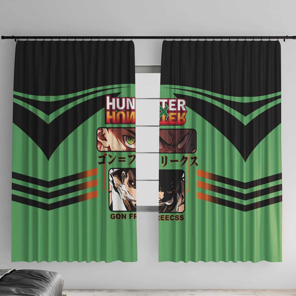 Gon Freecss from Hunter x Hunter Window Curtain with Green Outfit and Energetic Combat Pose Design - The Mazicc
