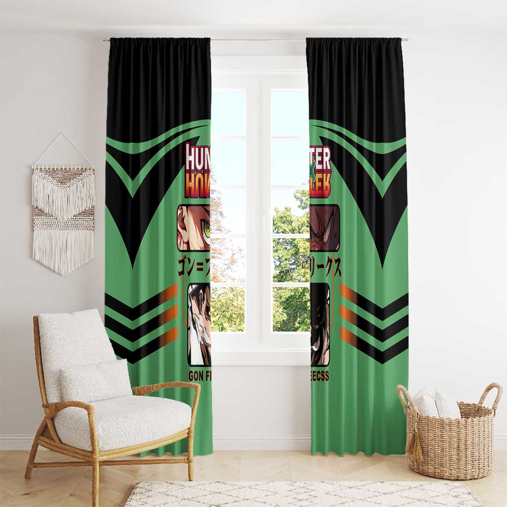 Gon Freecss from Hunter x Hunter Window Curtain with Green Outfit and Energetic Combat Pose Design - The Mazicc