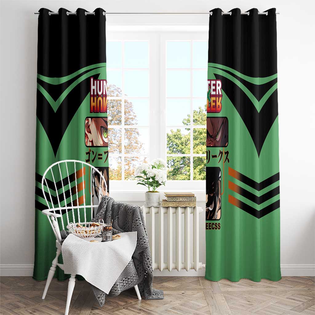 Gon Freecss from Hunter x Hunter Window Curtain with Green Outfit and Energetic Combat Pose Design - The Mazicc