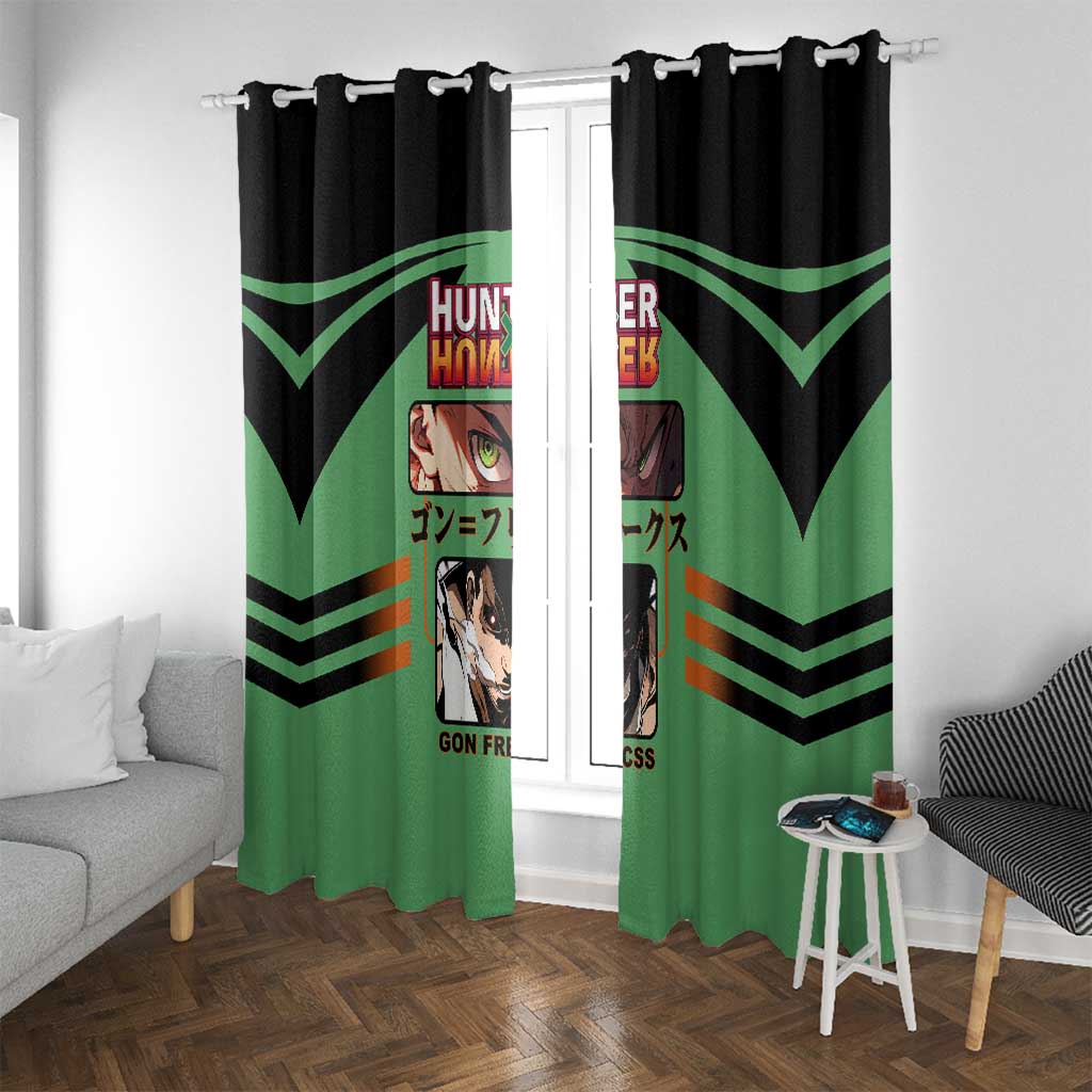 Gon Freecss from Hunter x Hunter Window Curtain with Green Outfit and Energetic Combat Pose Design - The Mazicc
