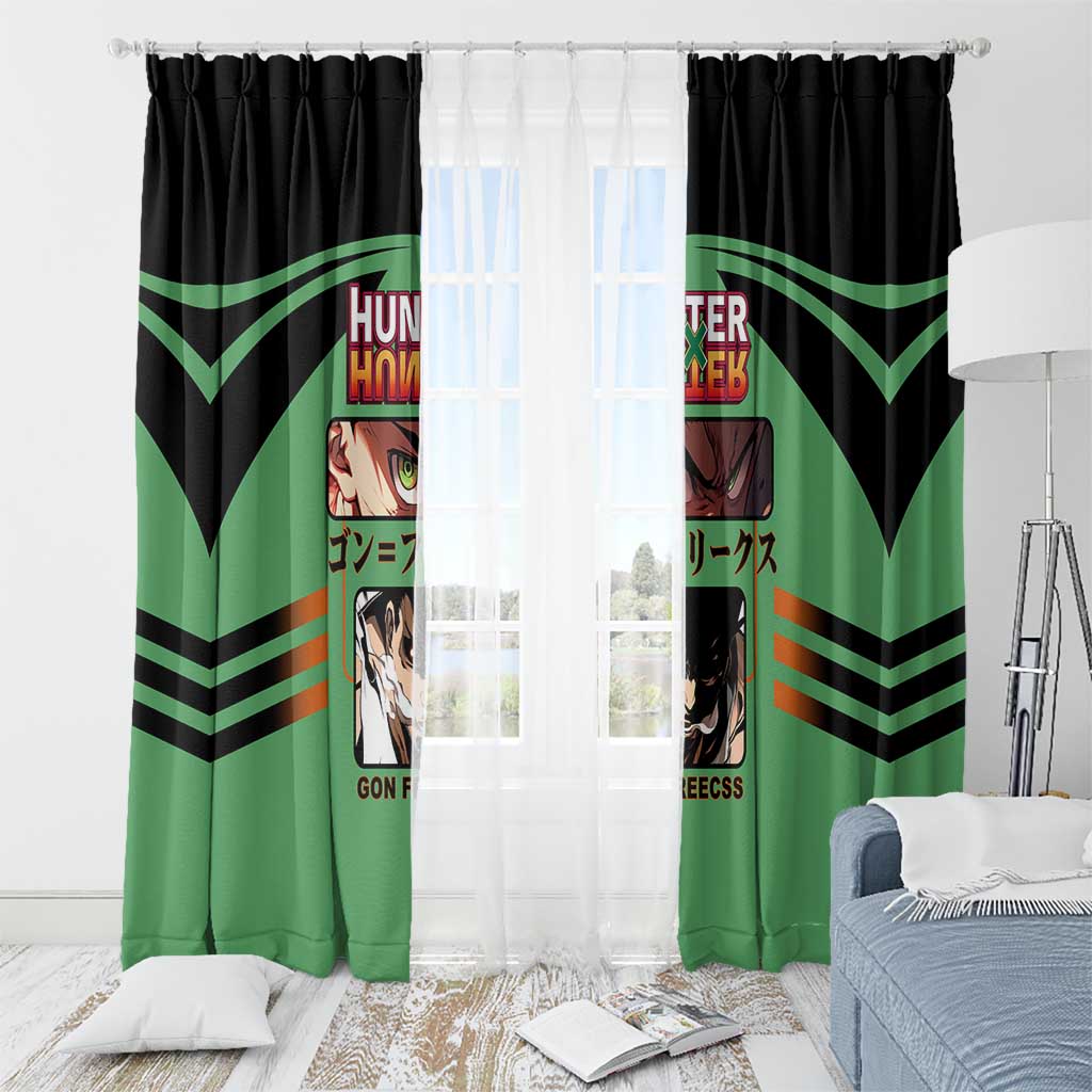 Gon Freecss from Hunter x Hunter Window Curtain with Green Outfit and Energetic Combat Pose Design - The Mazicc