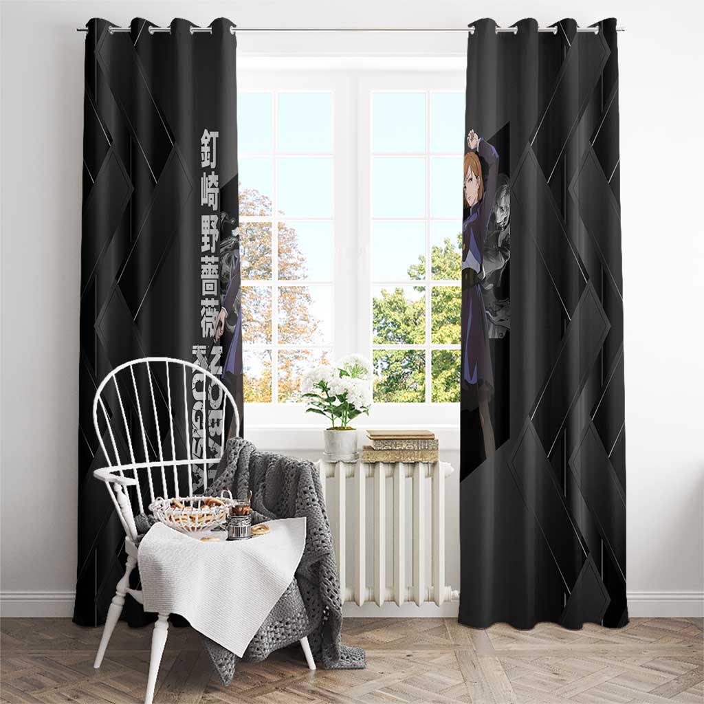 Nobara Kugisaki Jujutsu Kaisen Window Curtain with Black Red Design and Cursed Energy Battle Pose Graphic - The Mazicc