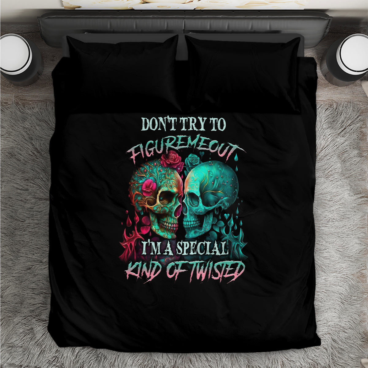 dont-try-to-figure-me-out-skull-bedding-set