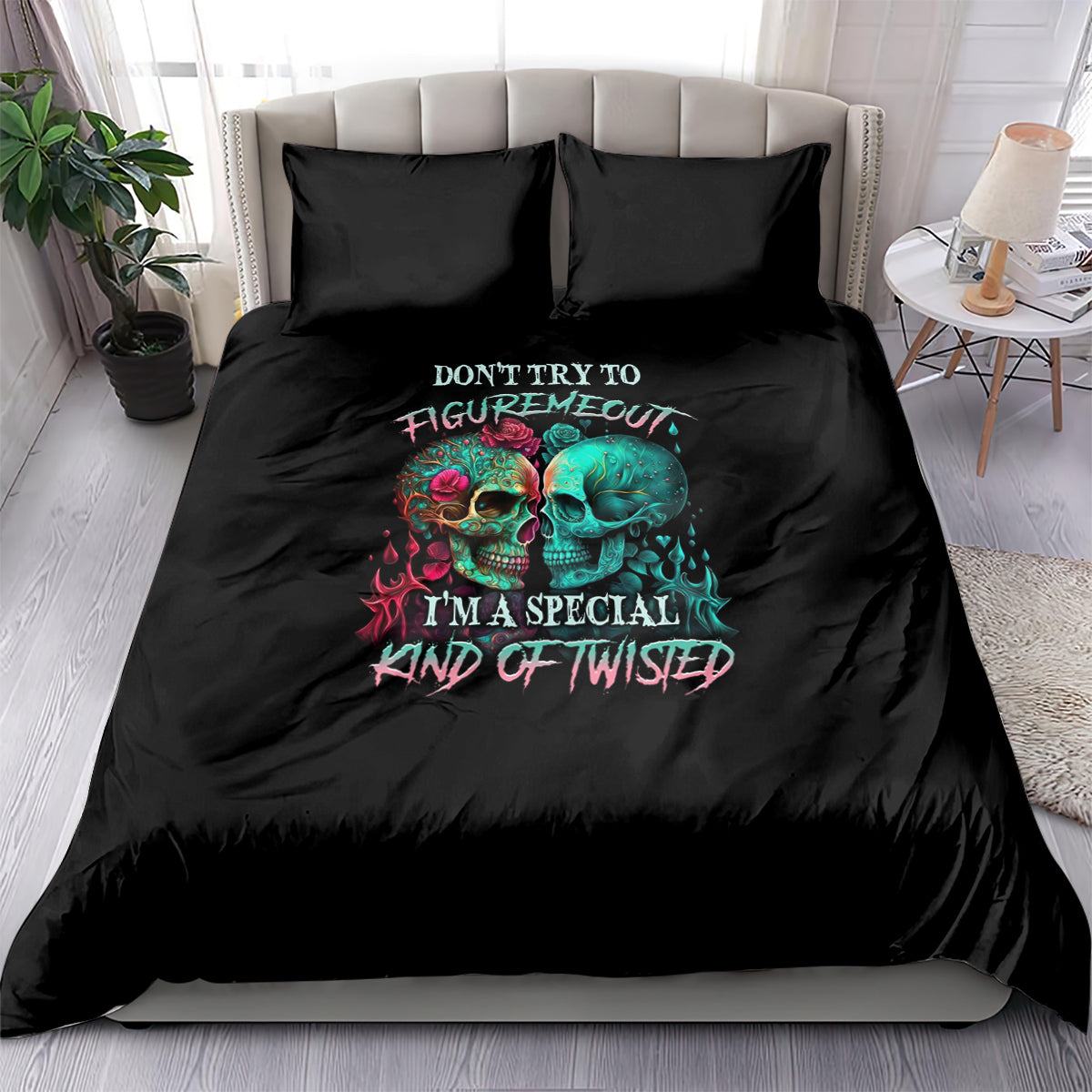dont-try-to-figure-me-out-skull-bedding-set