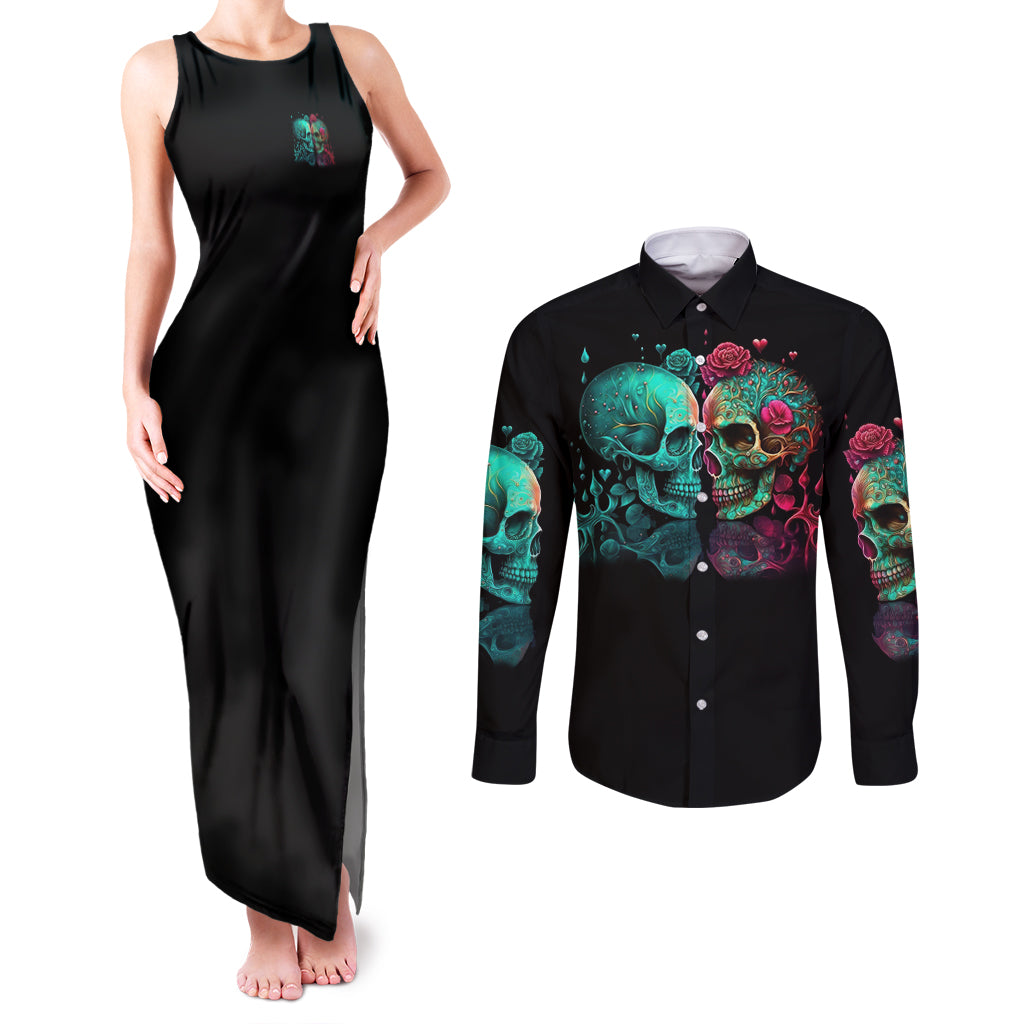 dont-try-to-figure-me-out-skull-couples-matching-tank-maxi-dress-and-long-sleeve-button-shirt