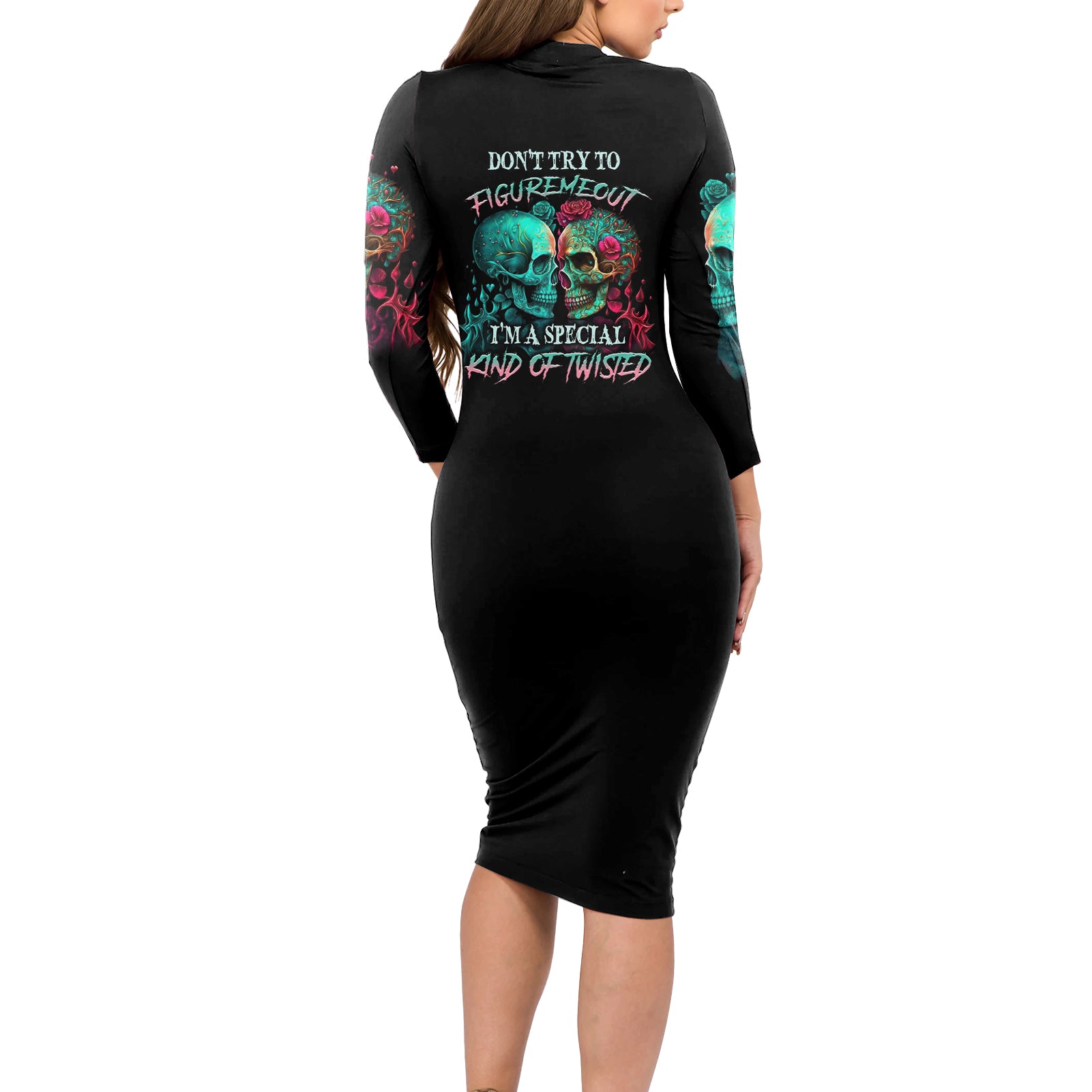 dont-try-to-figure-me-out-skull-long-sleeve-bodycon-dress