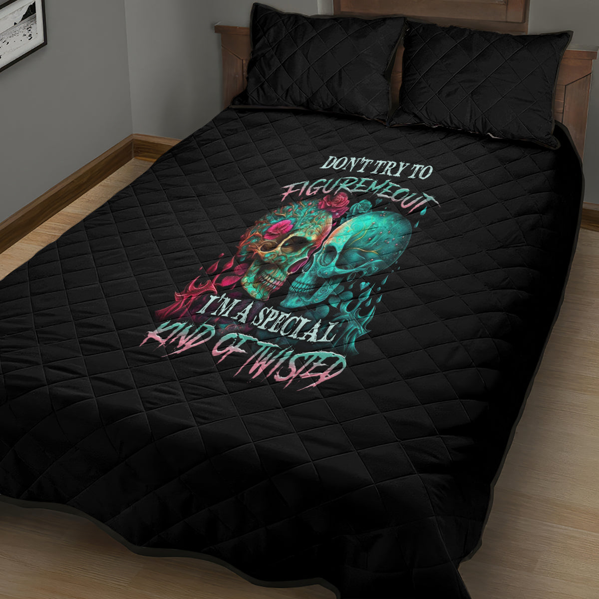 dont-try-to-figure-me-out-skull-quilt-bed-set