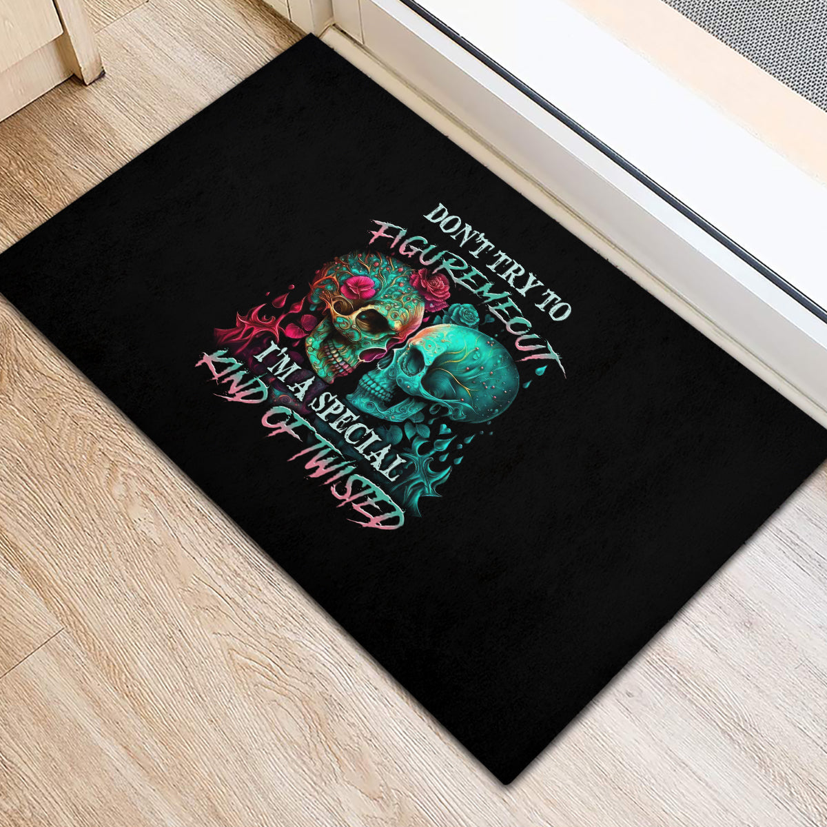 dont-try-to-figure-me-out-skull-rubber-doormat