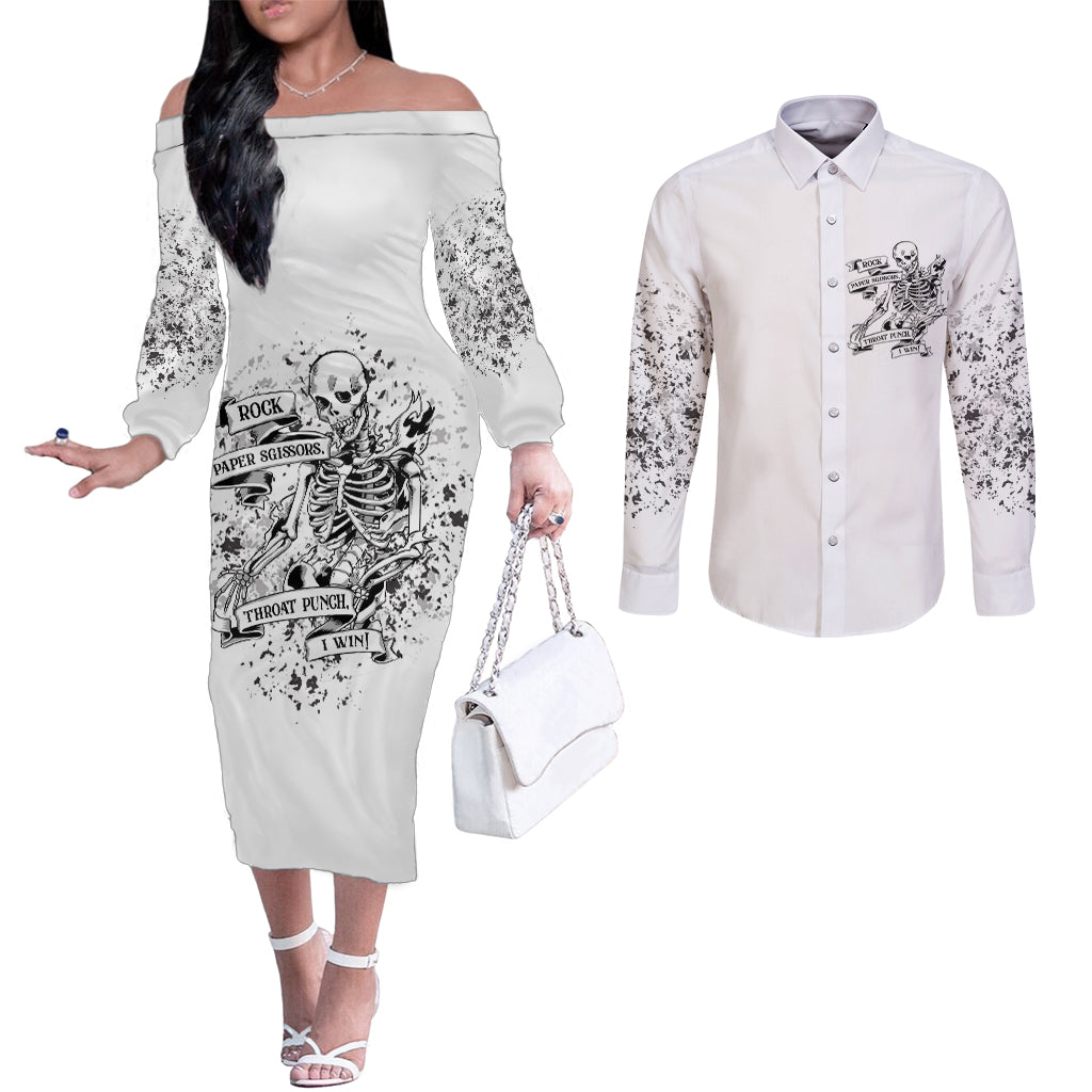 rock-paper-sgissors-throat-pungh-i-win-couples-matching-off-the-shoulder-long-sleeve-dress-and-long-sleeve-button-shirt