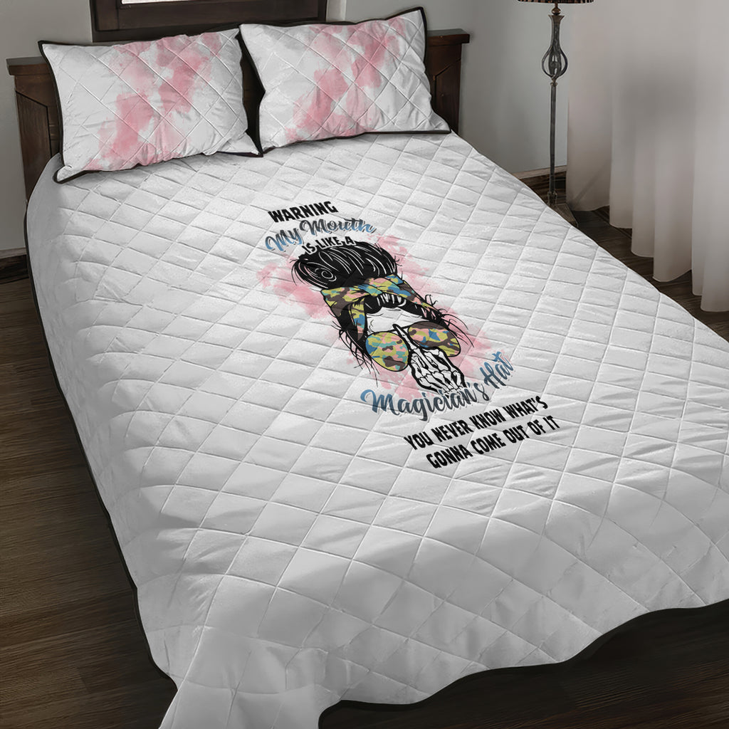warning-my-mouth-messy-bun-quilt-bed-set