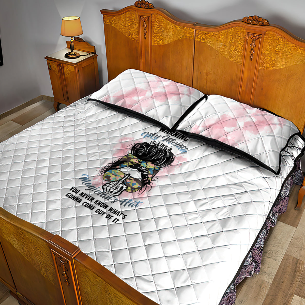 warning-my-mouth-messy-bun-quilt-bed-set