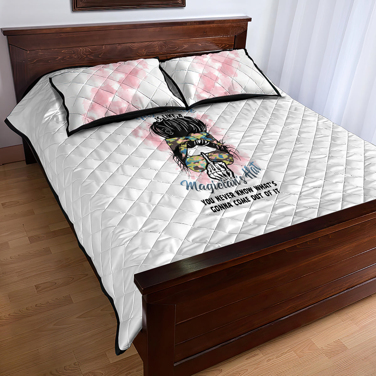 warning-my-mouth-messy-bun-quilt-bed-set