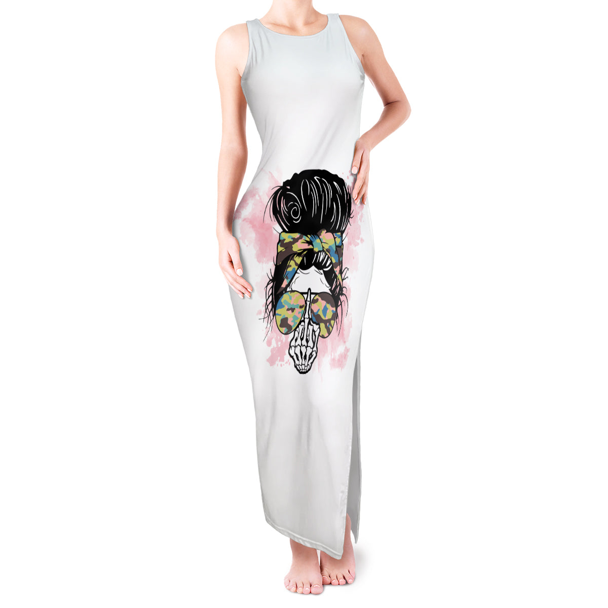 warning-my-mouth-messy-bun-tank-maxi-dress