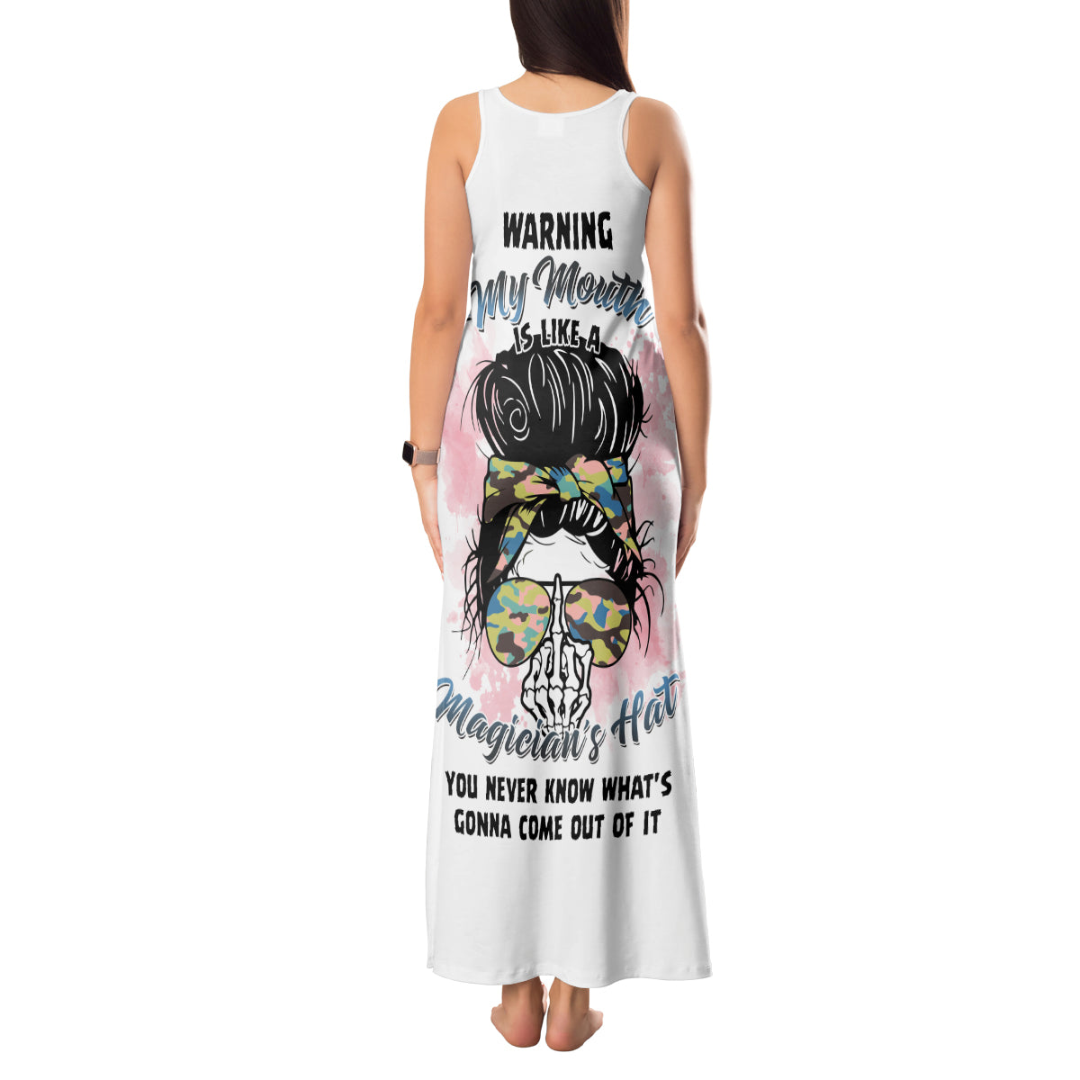 warning-my-mouth-messy-bun-tank-maxi-dress
