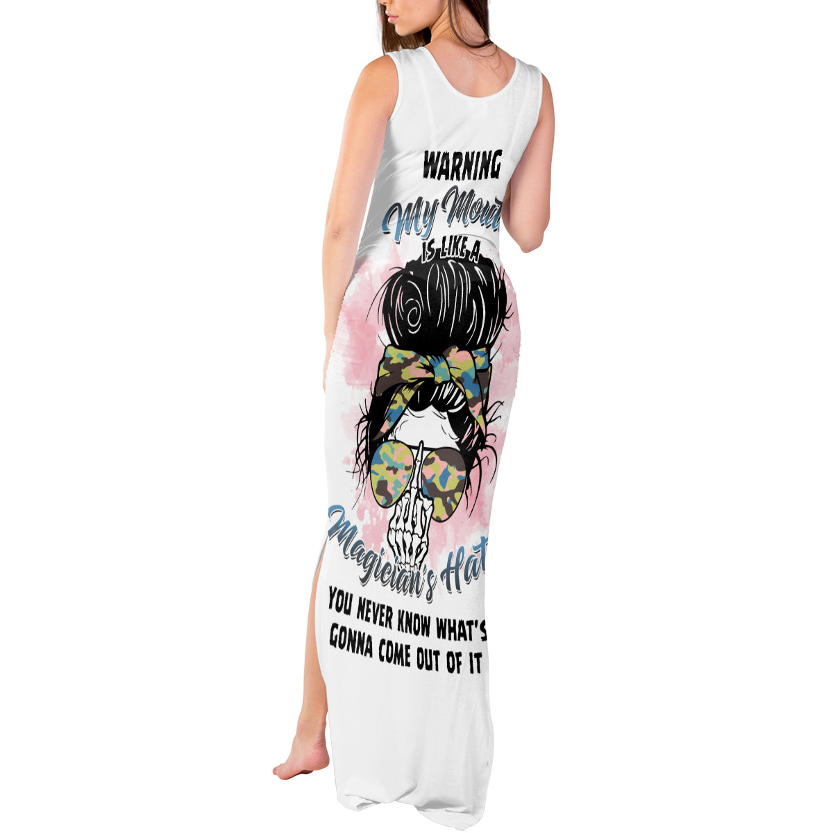 warning-my-mouth-messy-bun-tank-maxi-dress
