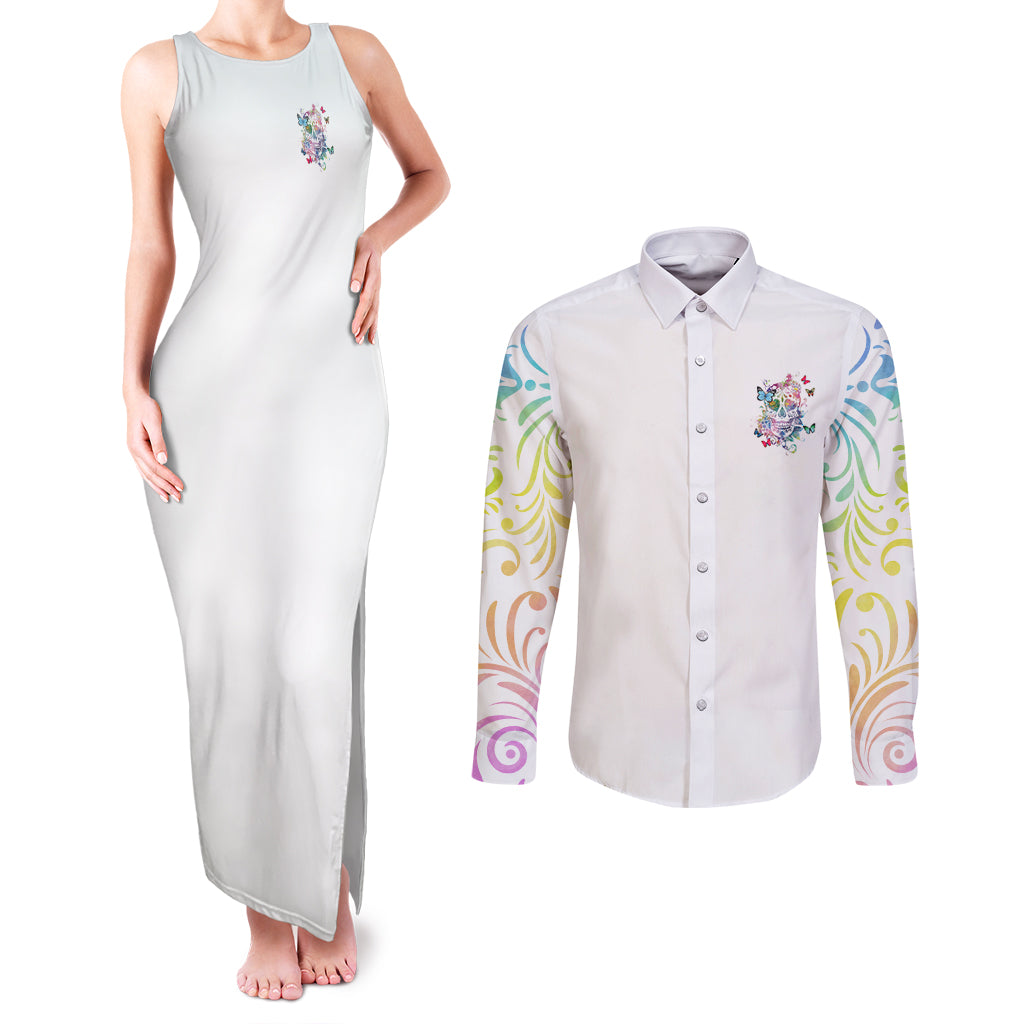i-try-to-avoid-drama-sugar-skull-colorful-couples-matching-tank-maxi-dress-and-long-sleeve-button-shirt