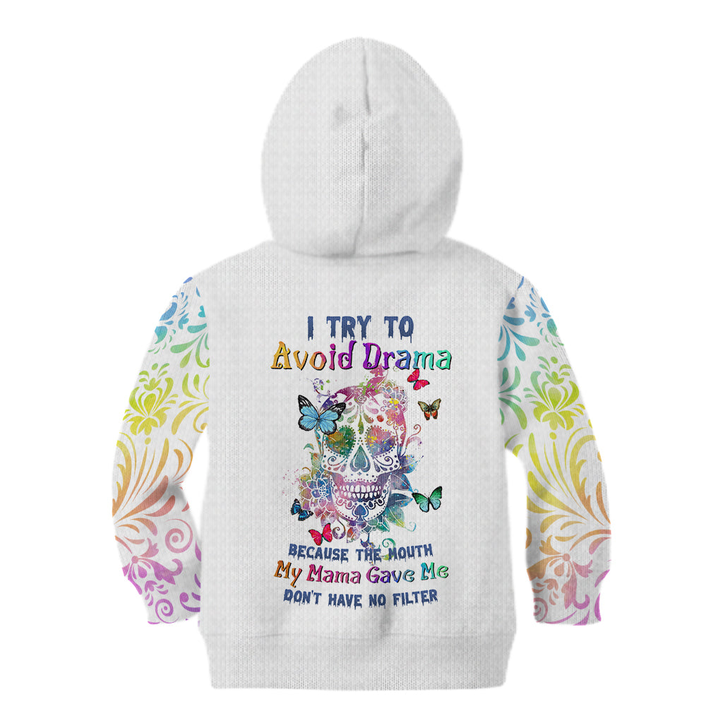 i-try-to-avoid-drama-sugar-skull-colorful-kid-hoodie