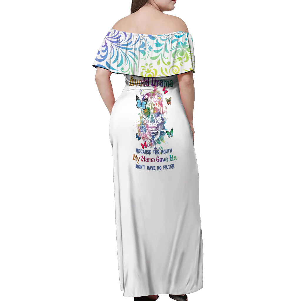 i-try-to-avoid-drama-sugar-skull-colorful-off-shoulder-maxi-dress