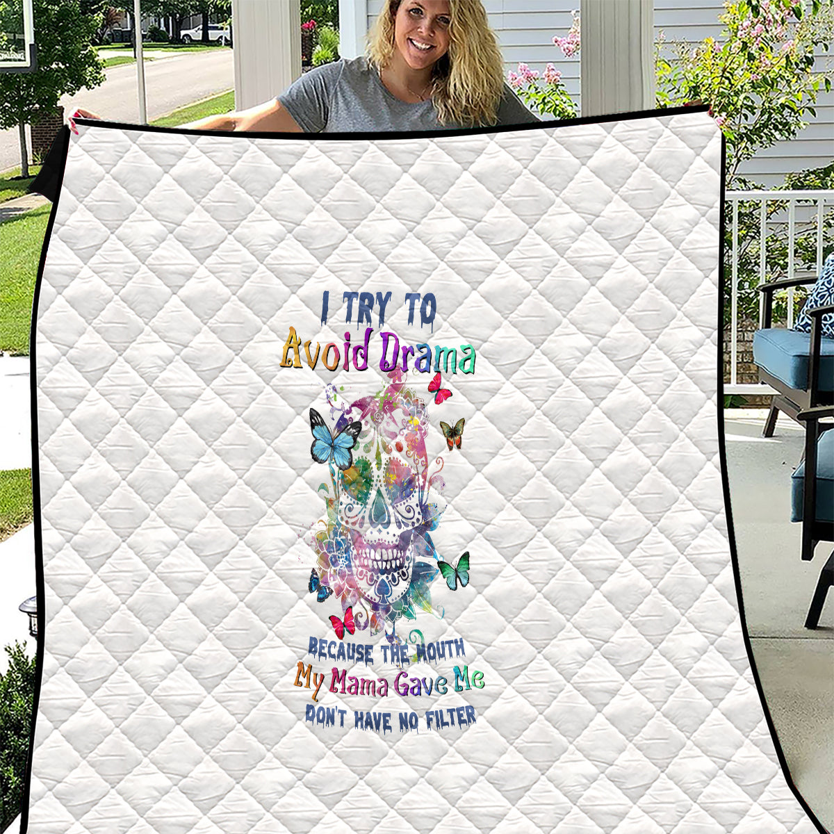 i-try-to-avoid-drama-sugar-skull-colorful-quilt