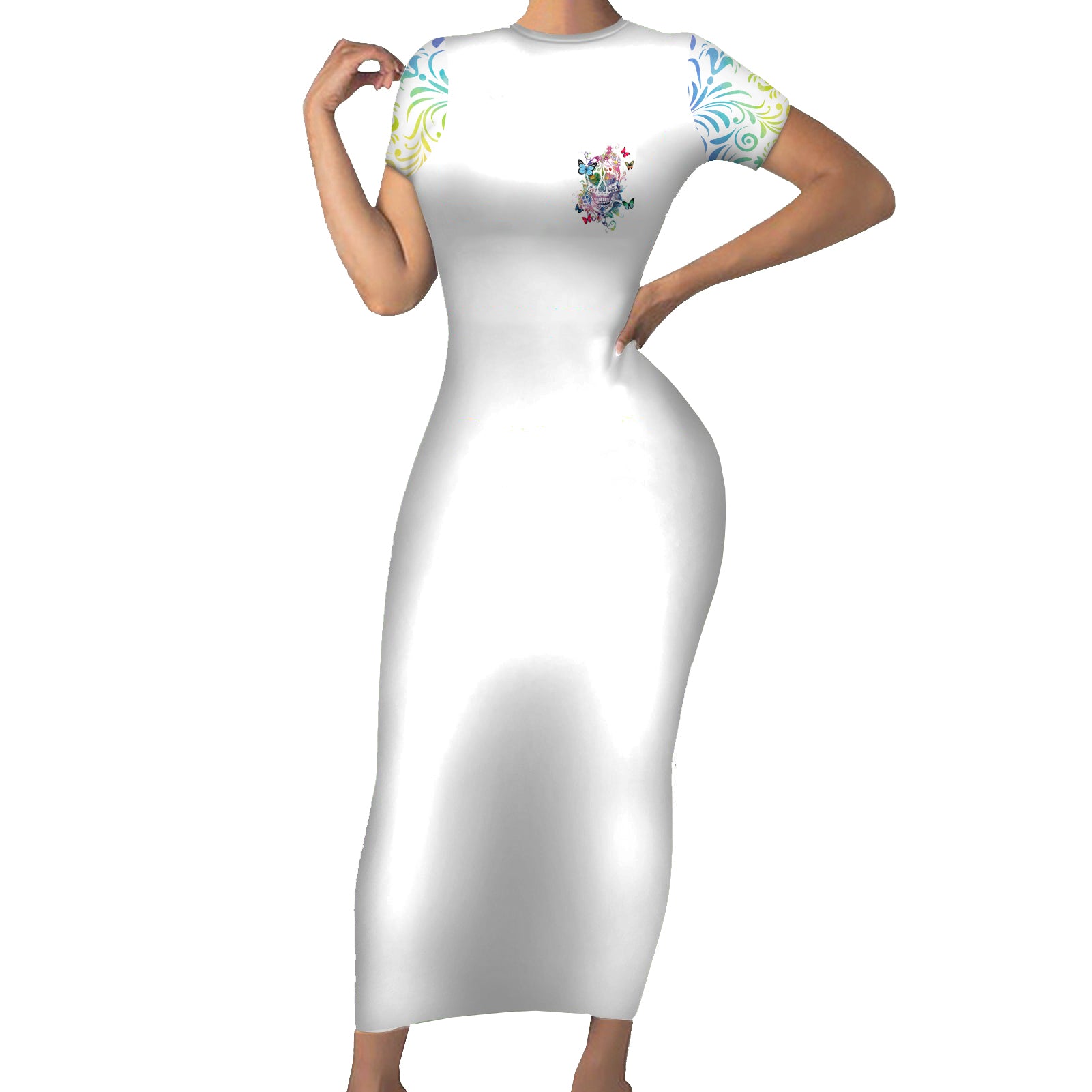 i-try-to-avoid-drama-sugar-skull-colorful-short-sleeve-bodycon-dress