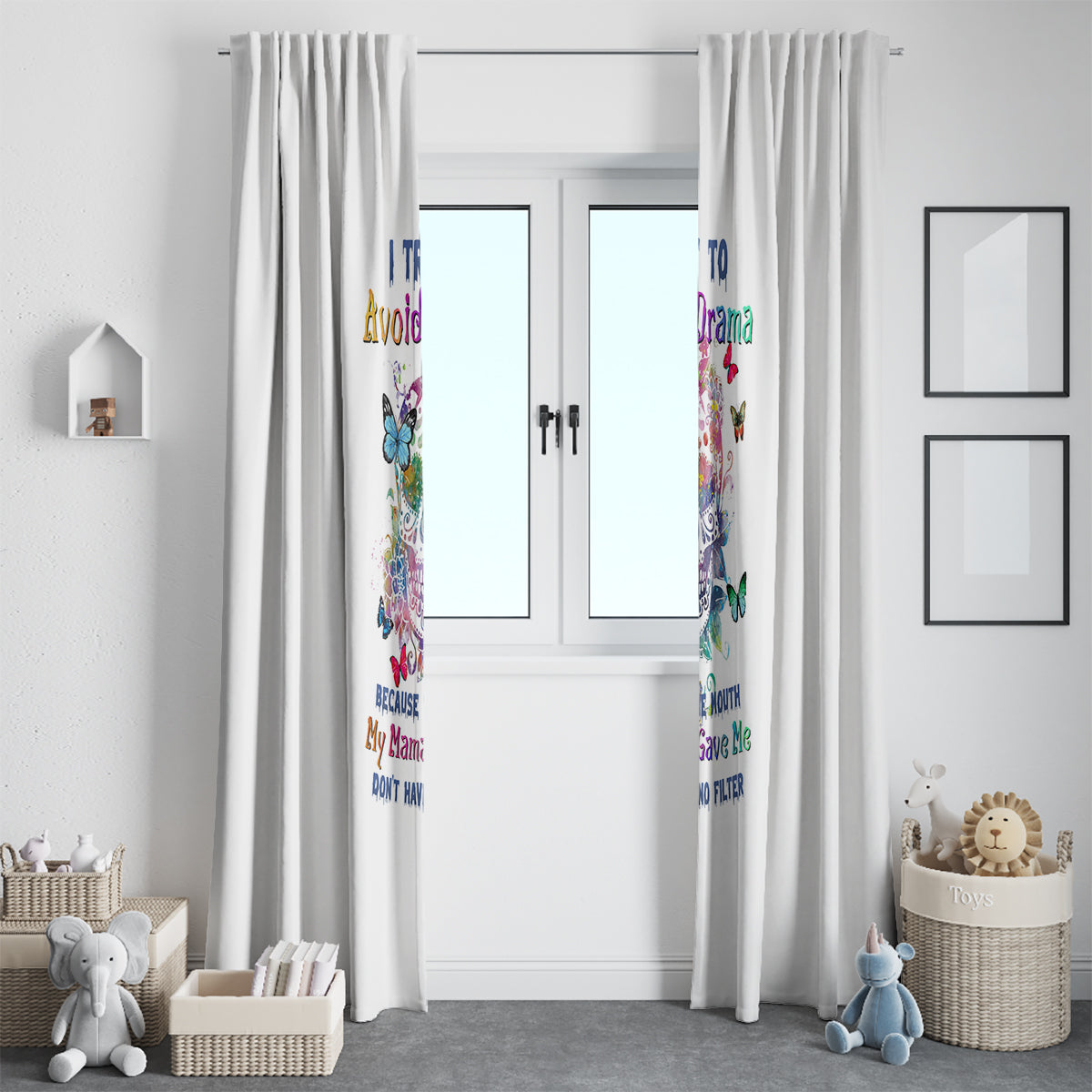i-try-to-avoid-drama-sugar-skull-colorful-window-curtain